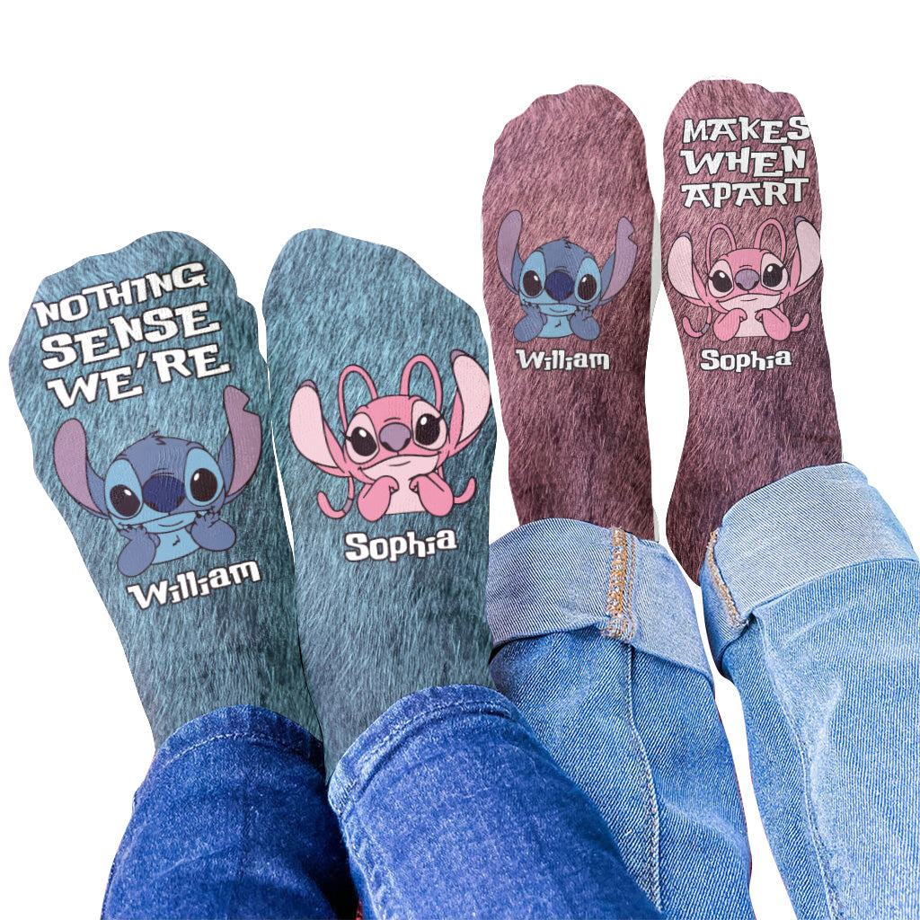 Personalized Ohana Socks Custom Name Gift for Couples