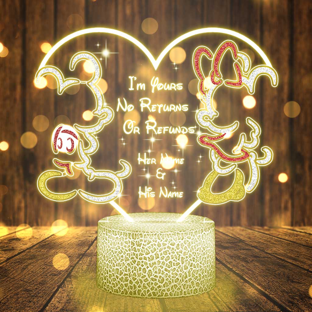 Personalized Couple Mouse Shaped LED Light Base Plaque Gift