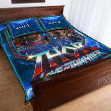 Load image into Gallery viewer, Personalized Thor Love and Thunder Quilt Set Custom Names Gift for Couples
