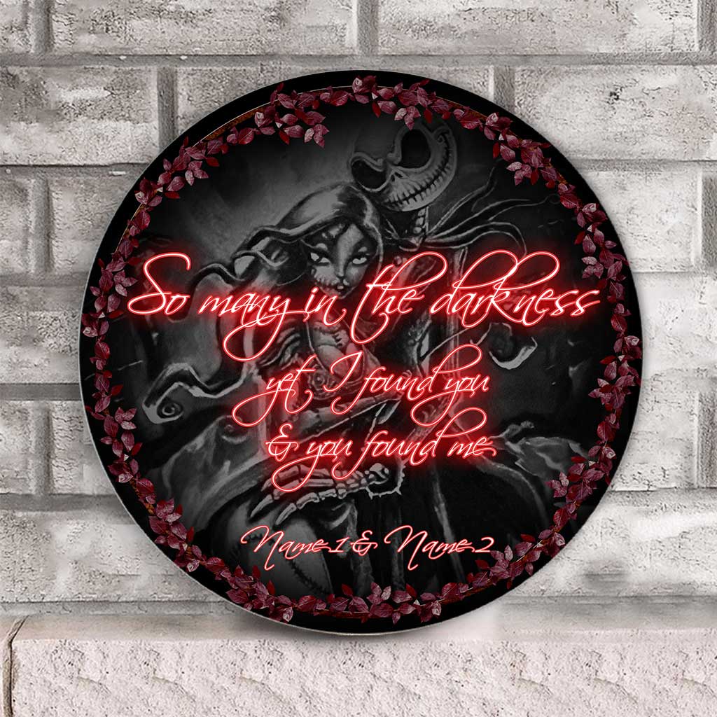 Personalized Couple Round Wood Sign with Dark Design for Home Decor