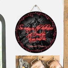 Load image into Gallery viewer, Personalized Couple Round Wood Sign with Dark Design for Home Decor
