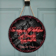 Load image into Gallery viewer, Personalized Couple Round Wood Sign with Dark Design for Home Decor
