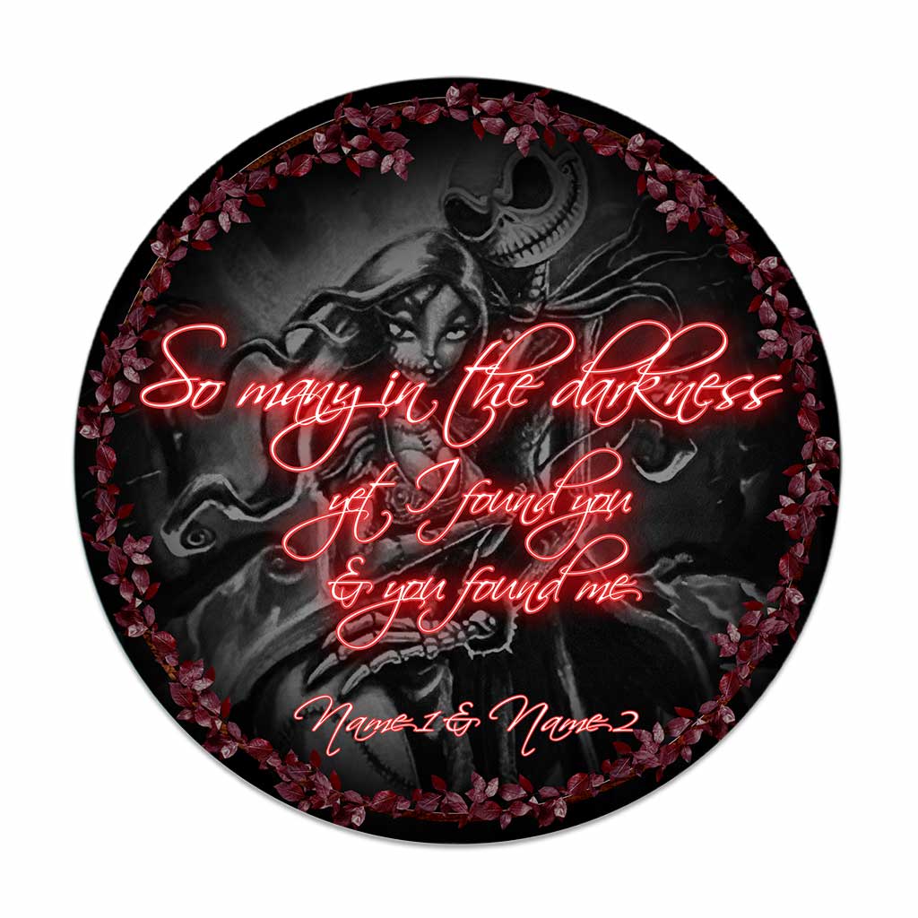 Personalized Couple Round Wood Sign with Dark Design for Home Decor