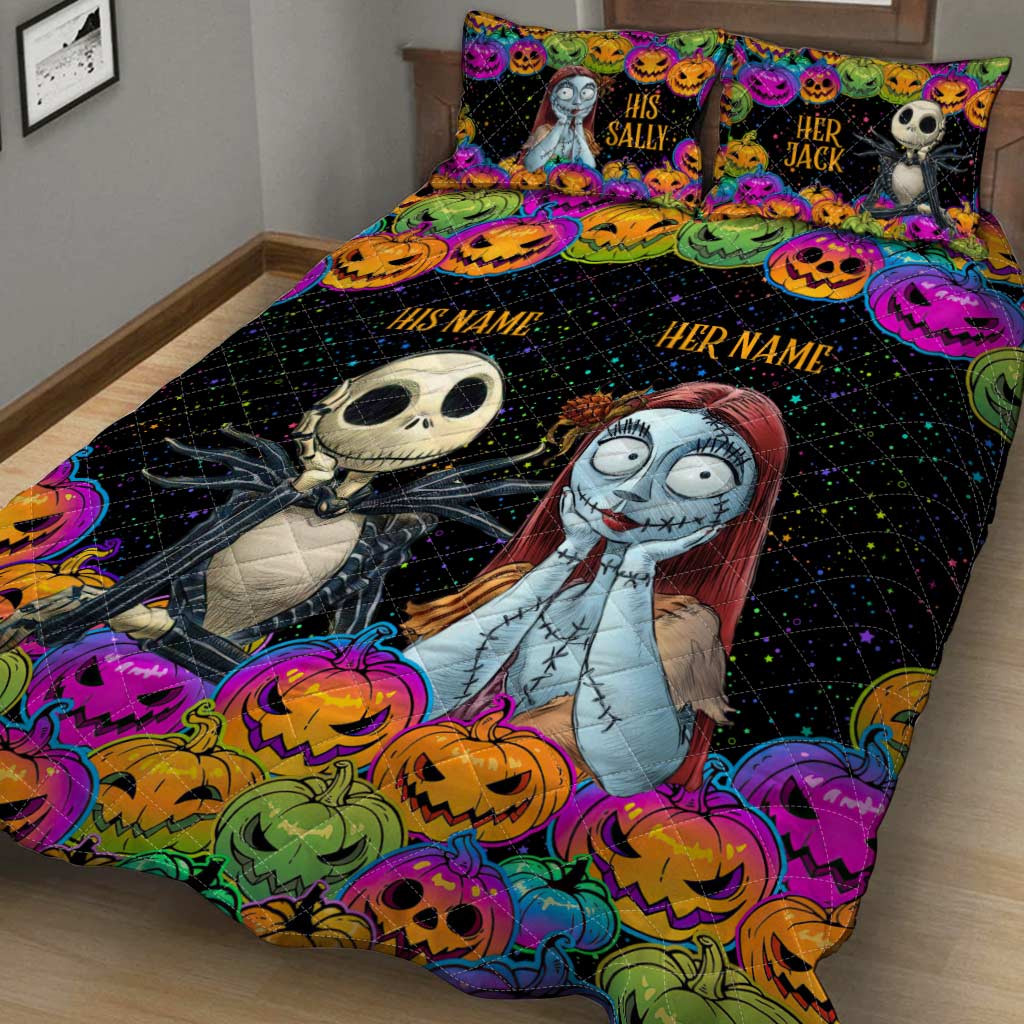 Personalized Nightmare Before Christmas Quilt Set for Couples