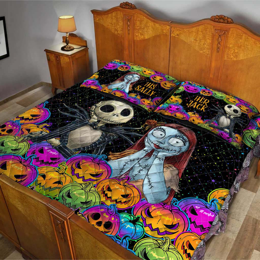 Personalized Nightmare Before Christmas Quilt Set for Couples