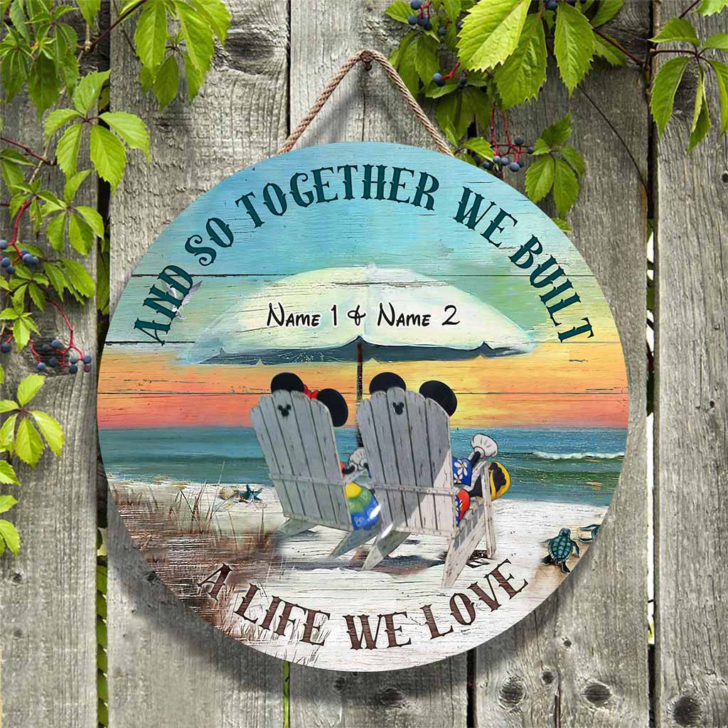 Personalized Round Wood Sign Custom Names for Wedding Anniversary Gift