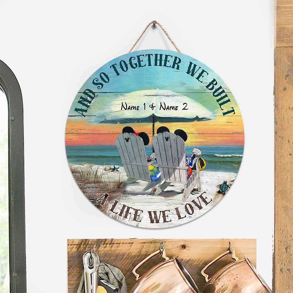 Personalized Round Wood Sign Custom Names for Wedding Anniversary Gift