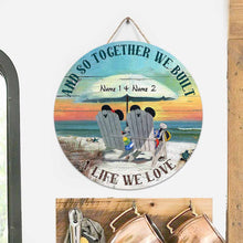 Load image into Gallery viewer, Personalized Round Wood Sign Custom Names for Wedding Anniversary Gift
