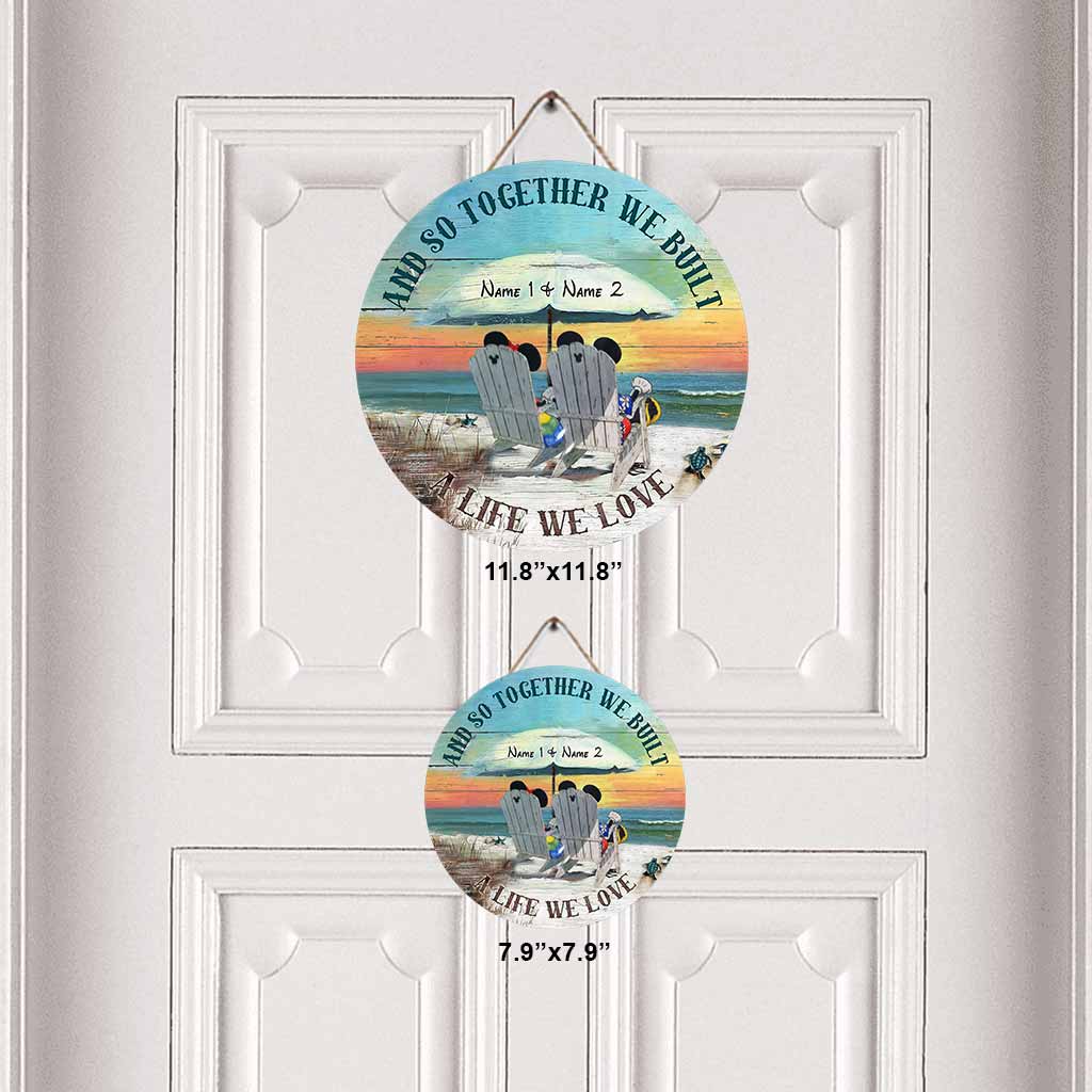 Personalized Round Wood Sign Custom Names for Wedding Anniversary Gift