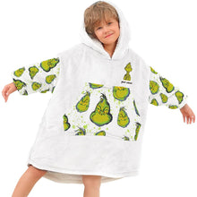 Load image into Gallery viewer, Personalized Grinch Blanket Hoodie Custom Name Gift for Christmas
