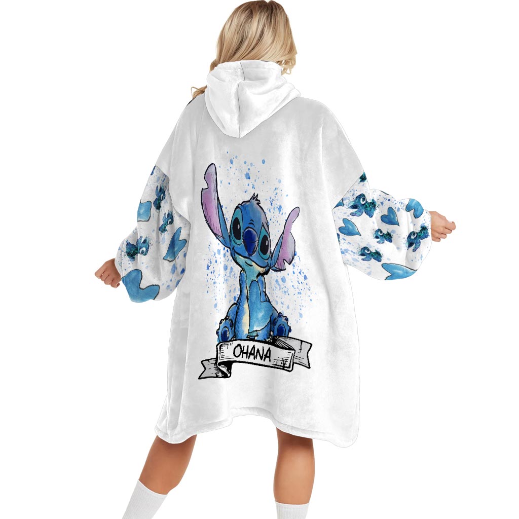 Personalized Ohana Blanket Hoodie Custom Name Gift for Kids