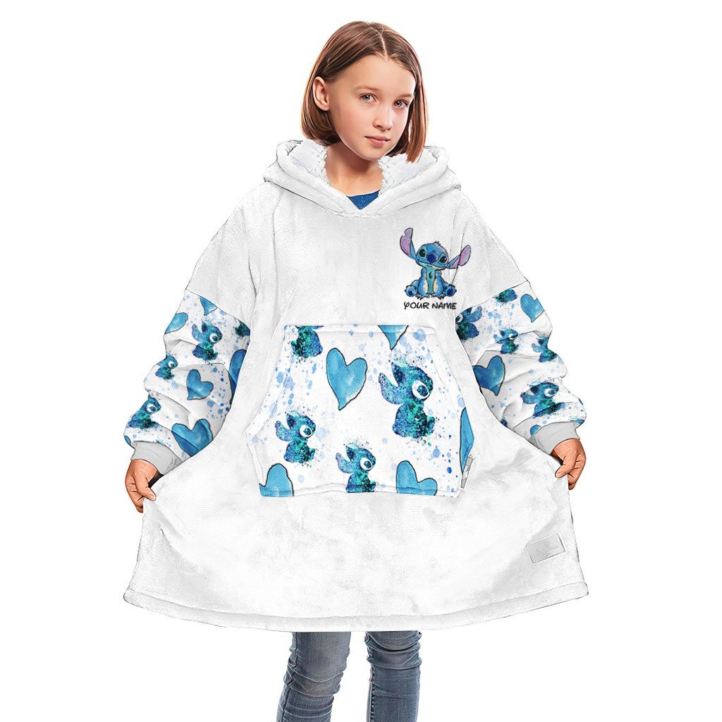 Personalized Ohana Blanket Hoodie Custom Name Gift for Kids