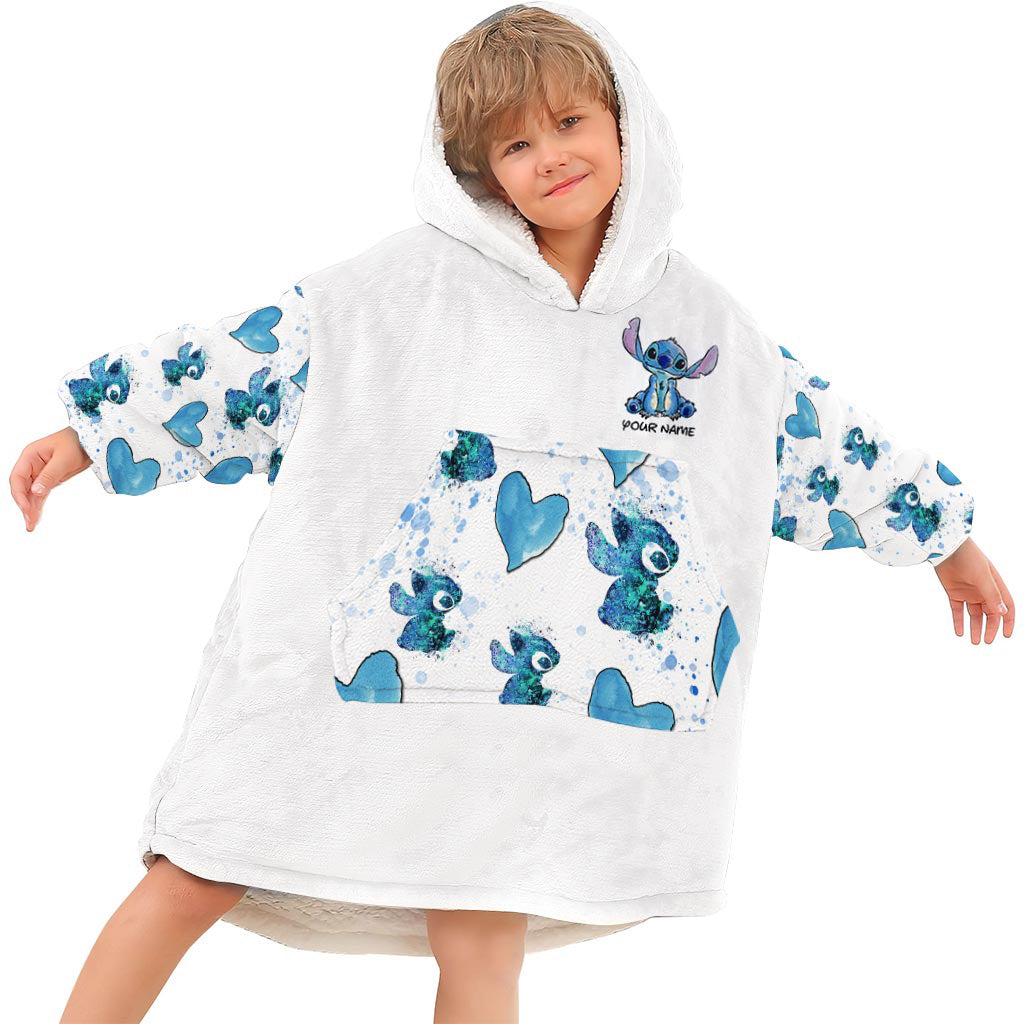 Personalized Ohana Blanket Hoodie Custom Name Gift for Kids