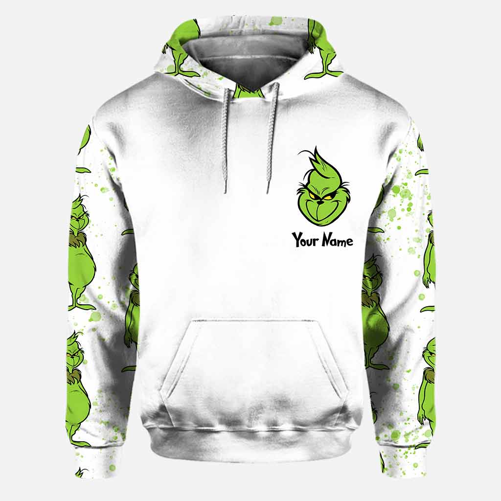 Personalized Grinch Hoodie and Leggings Set for Christmas