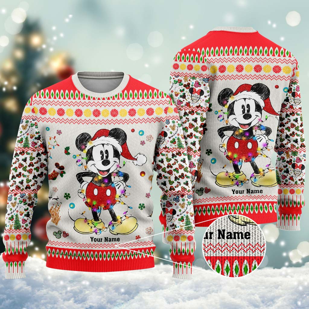 Personalized Christmas Mouse Sweater Custom Name Gift