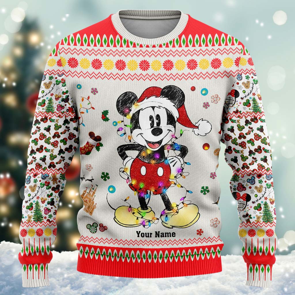 Personalized Christmas Mouse Sweater Custom Name Gift