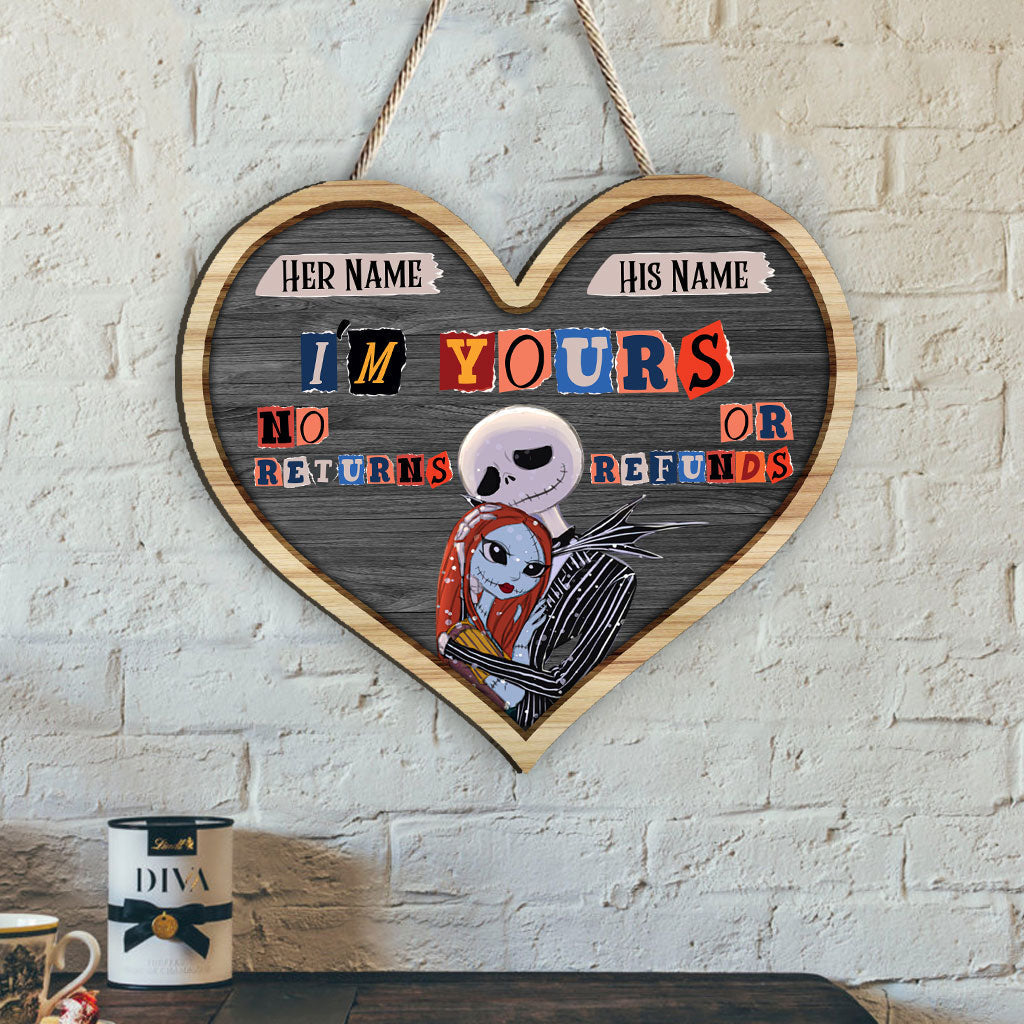 Personalized Couple Heart Wood Sign Custom Names Gift