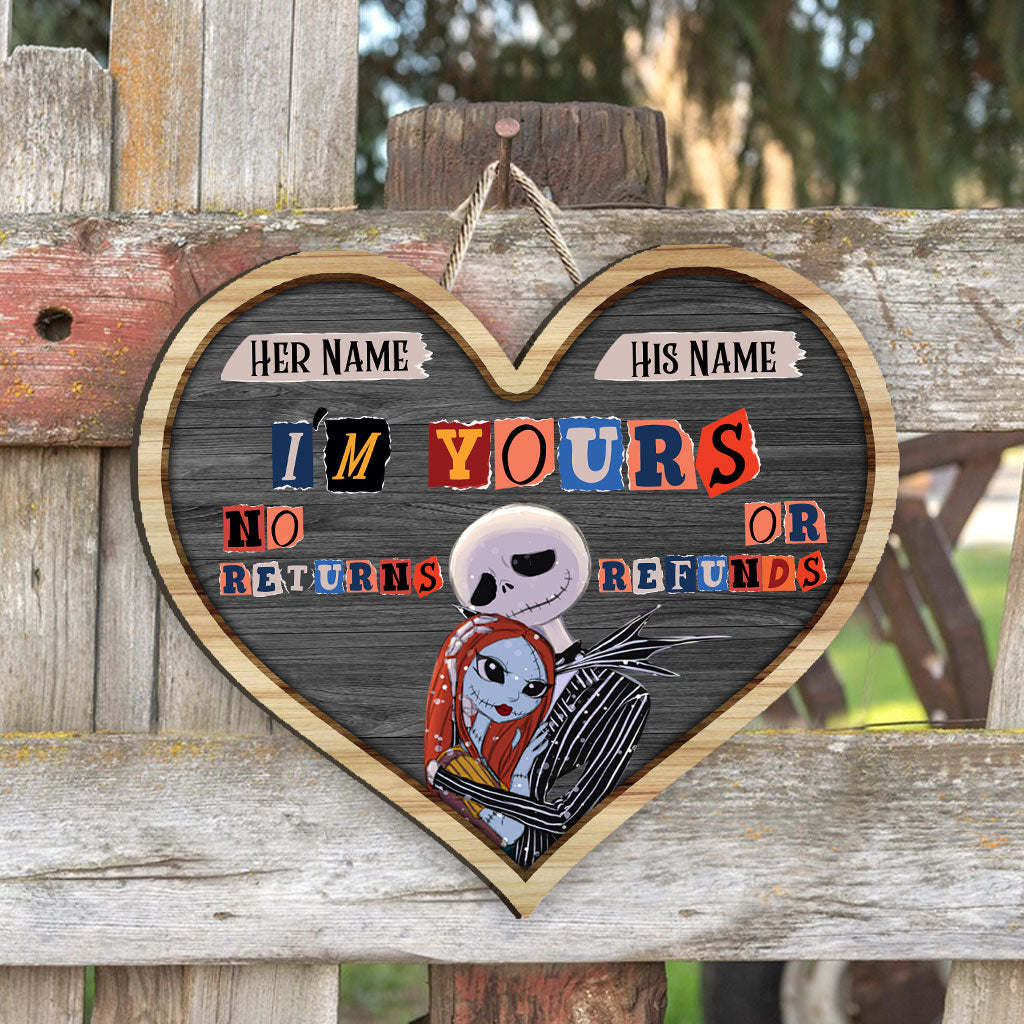 Personalized Couple Heart Wood Sign Custom Names Gift