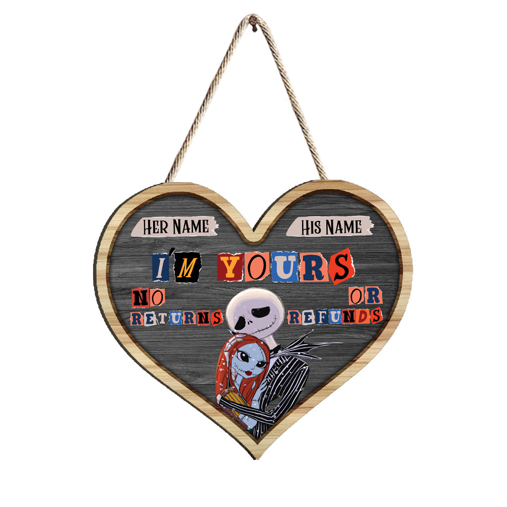 Personalized Couple Heart Wood Sign Custom Names Gift