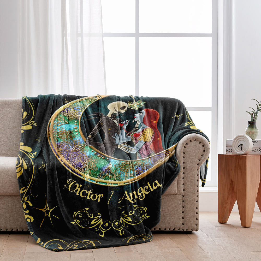 Personalized Couple Blanket I Love You To The Moon Gift