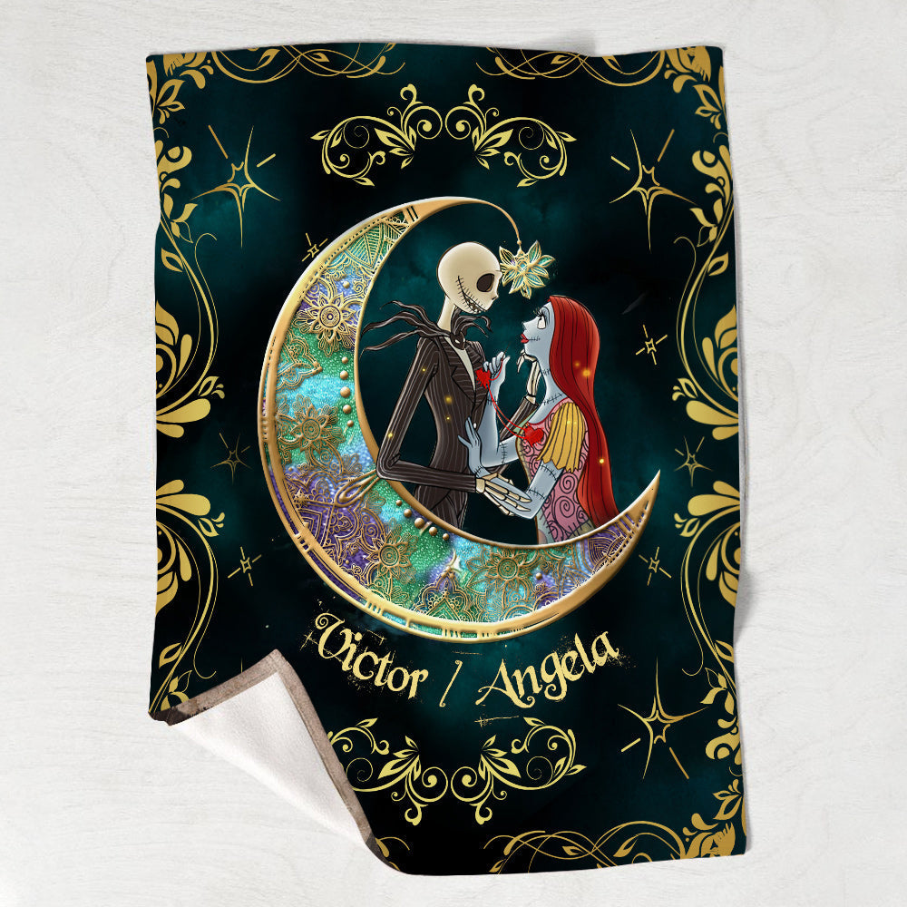 Personalized Couple Blanket I Love You To The Moon Gift