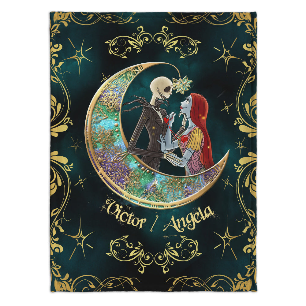 Personalized Couple Blanket I Love You To The Moon Gift