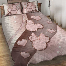 Load image into Gallery viewer, Personalized Couple Mouse Quilt Set with Custom Names for Anniversary Gift
