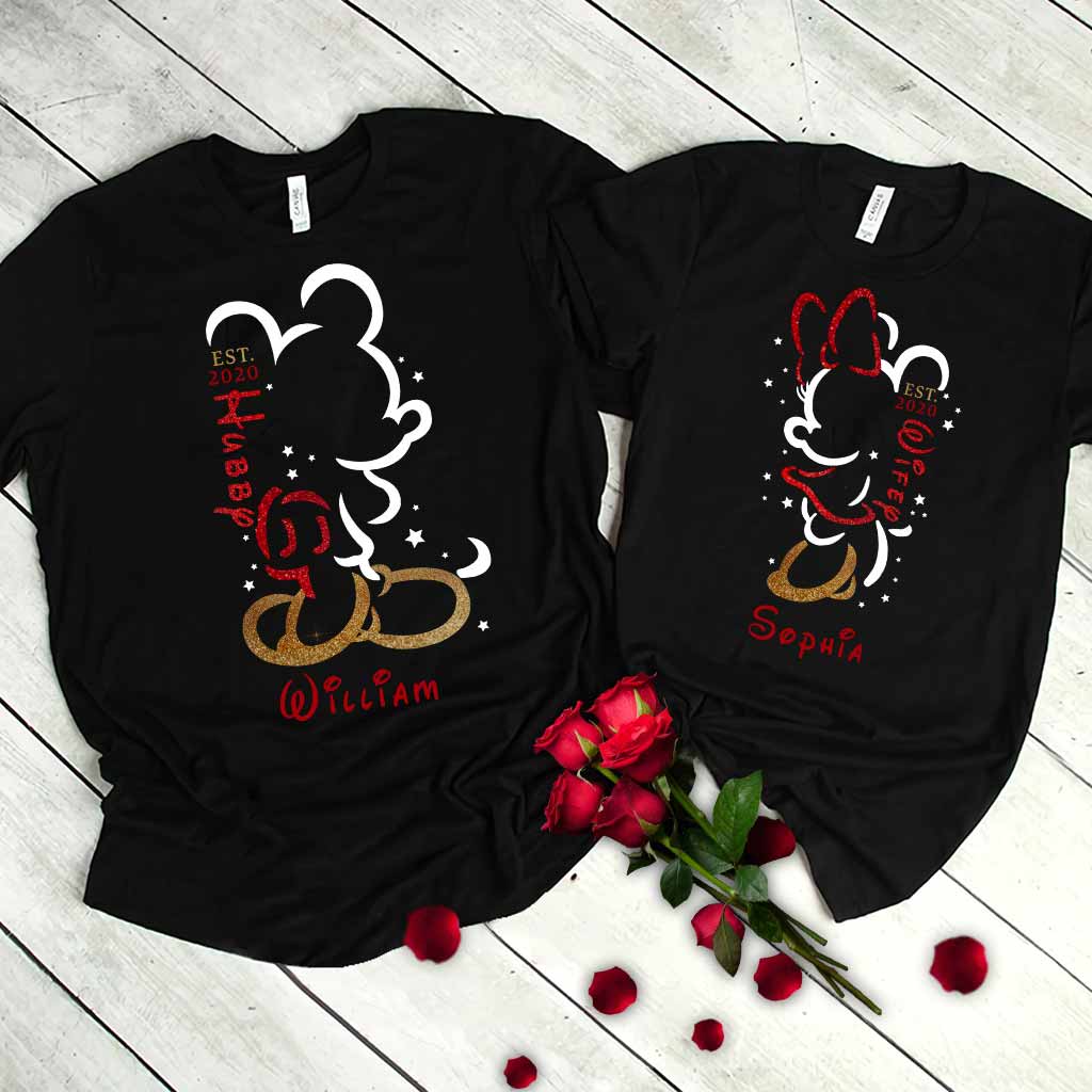 Personalized Couple T-Shirt and Hoodie Set with Names for Anniversary Gift
