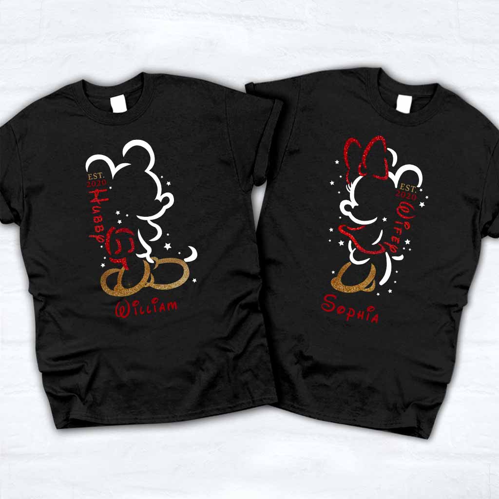 Personalized Couple T-Shirt and Hoodie Set with Names for Anniversary Gift