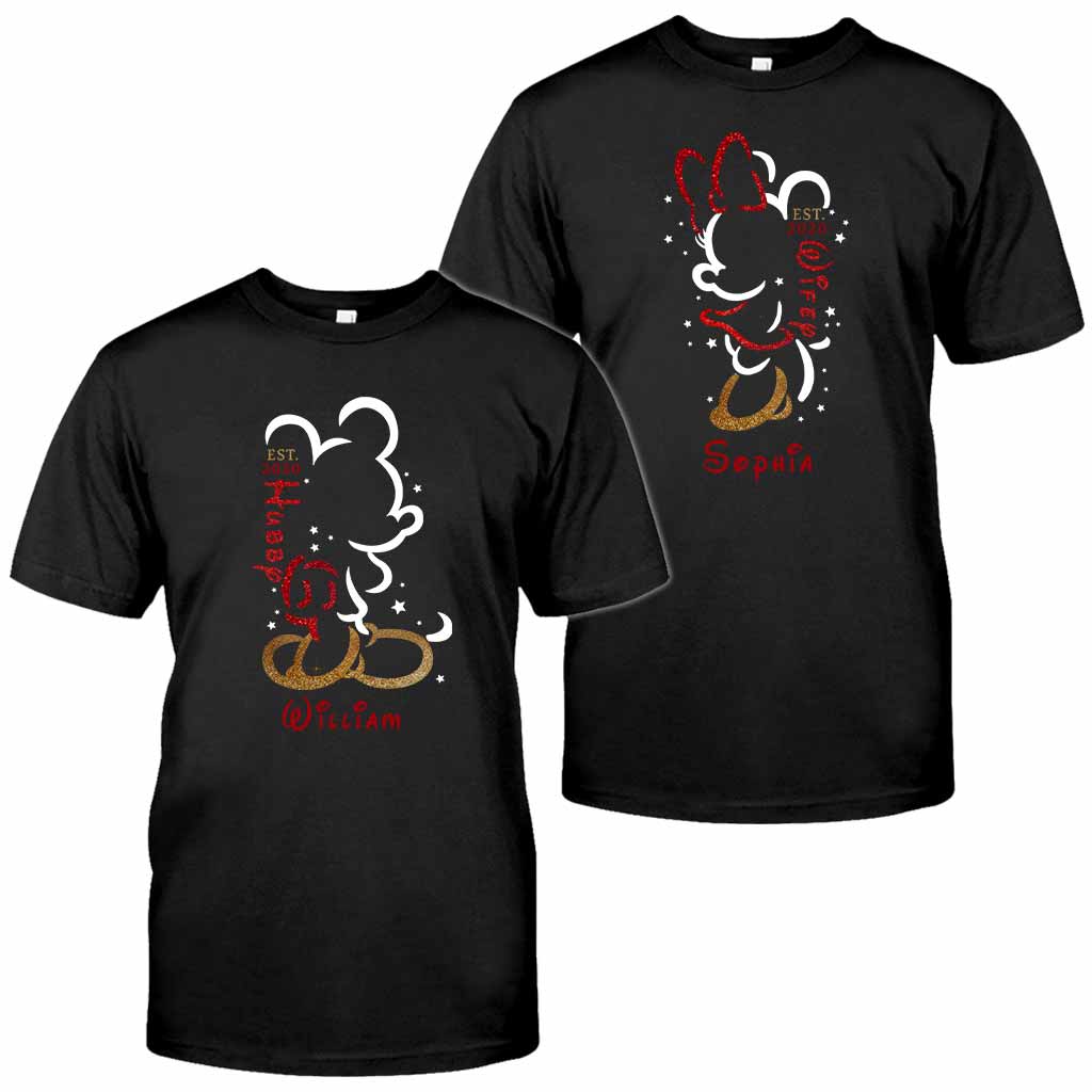 Personalized Couple T-Shirt and Hoodie Set with Names for Anniversary Gift