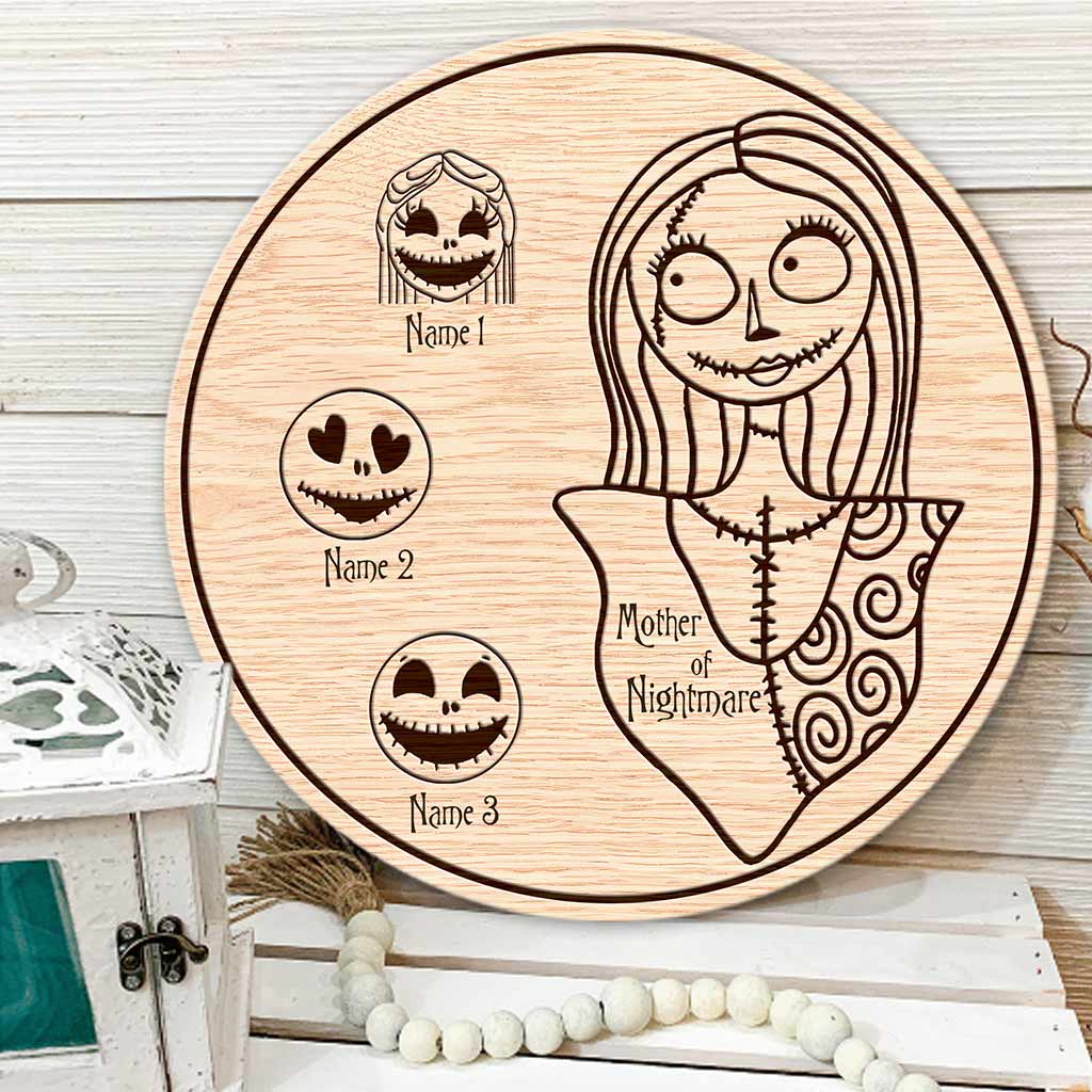 Personalized Mother's Day Round Wood Sign with 3D Pattern Print for Mom