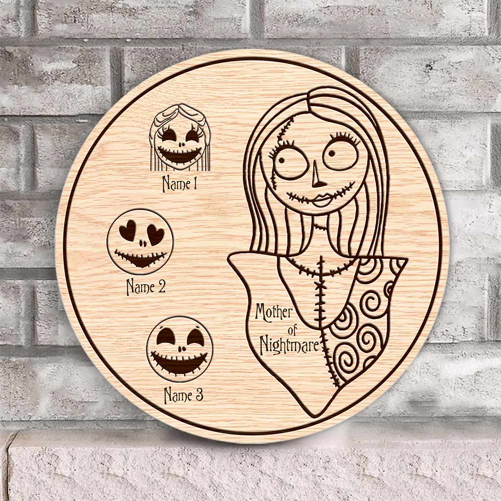 Personalized Mother's Day Round Wood Sign with 3D Pattern Print for Mom