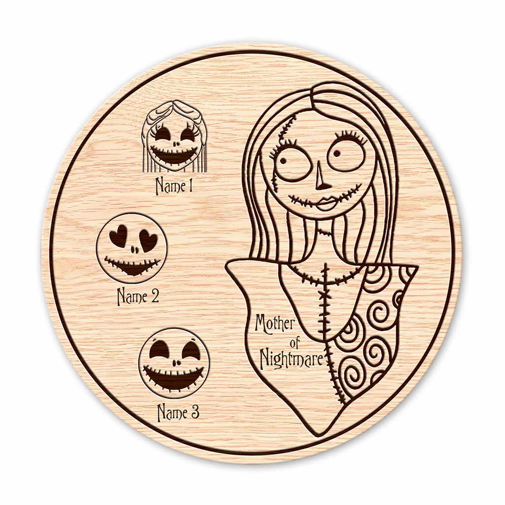 Personalized Mother's Day Round Wood Sign with 3D Pattern Print for Mom