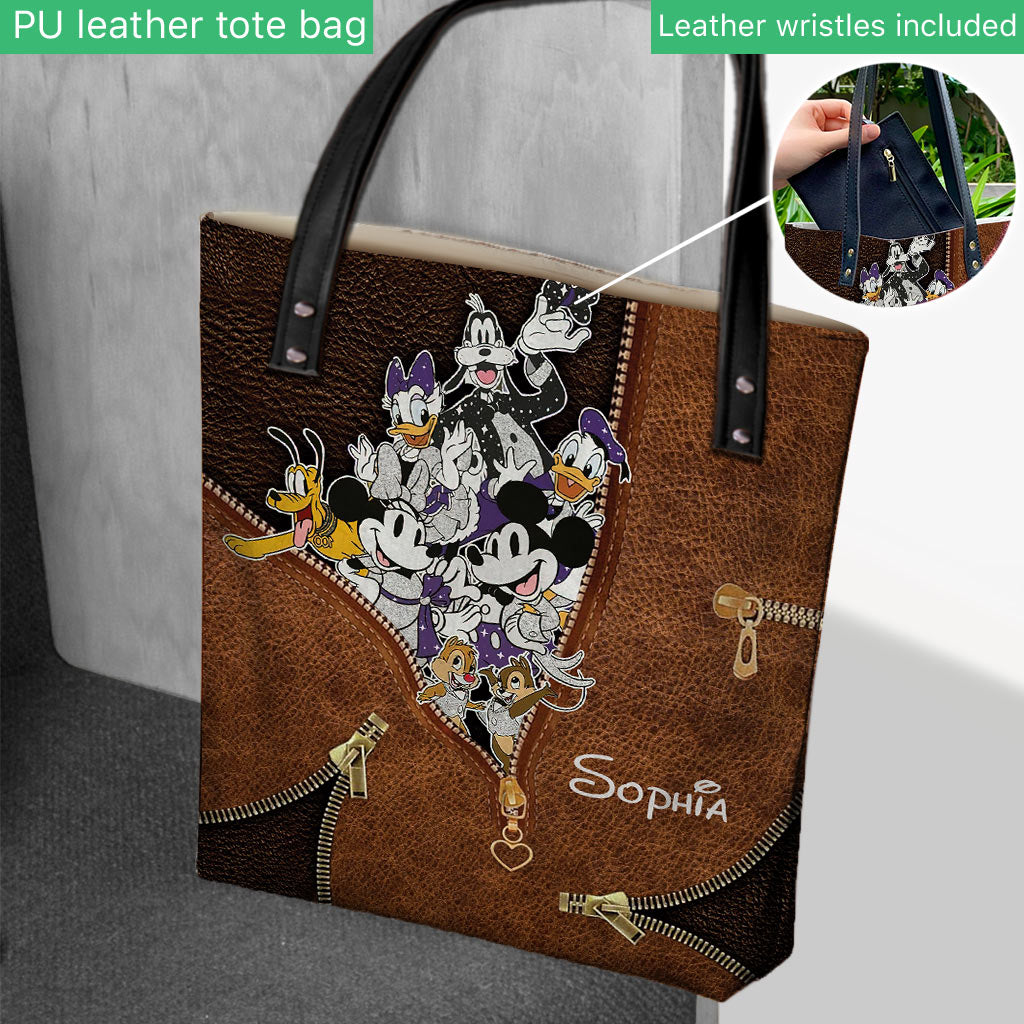 Personalized Leather Tote Bag Custom Name Gift for Her