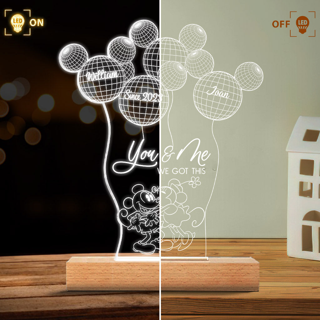 Personalized Couple Acrylic Mouse Shaped Plaque Light Base Gift