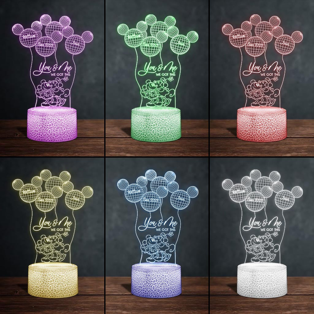 Personalized Couple Acrylic Mouse Shaped Plaque Light Base Gift