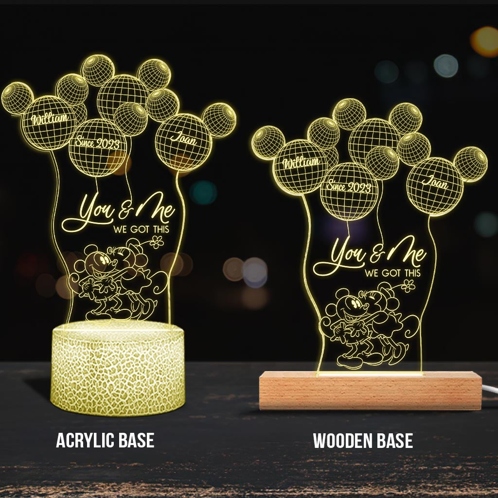 Personalized Couple Acrylic Mouse Shaped Plaque Light Base Gift