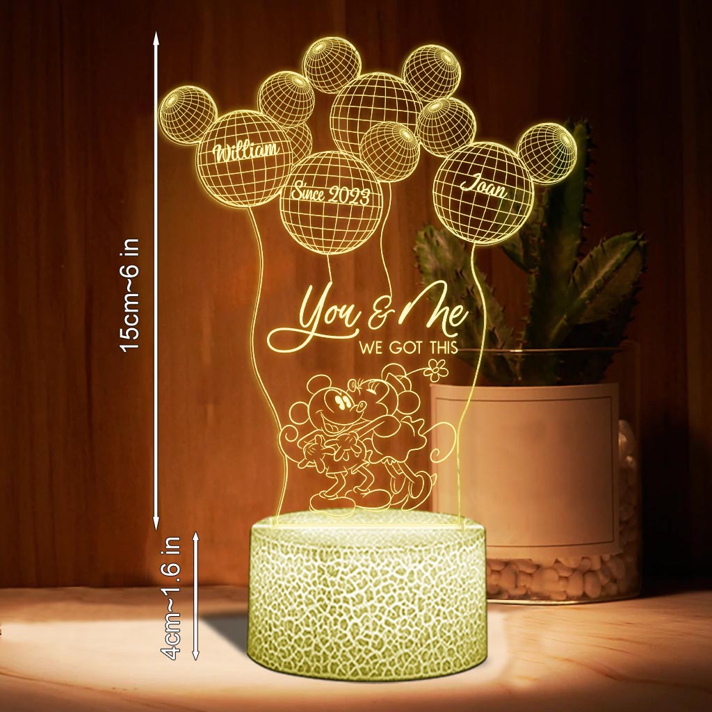 Personalized Couple Acrylic Mouse Shaped Plaque Light Base Gift
