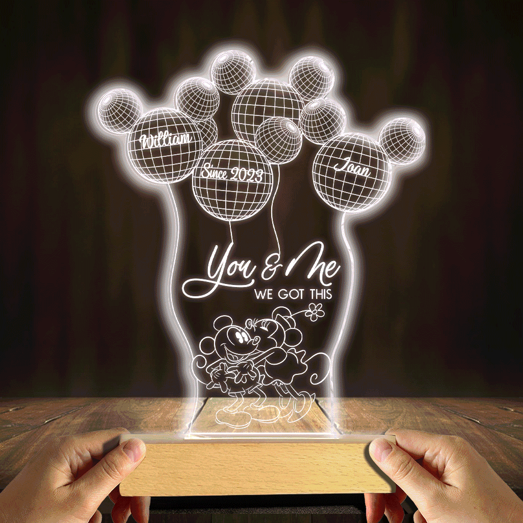 Personalized Couple Acrylic Mouse Shaped Plaque Light Base Gift