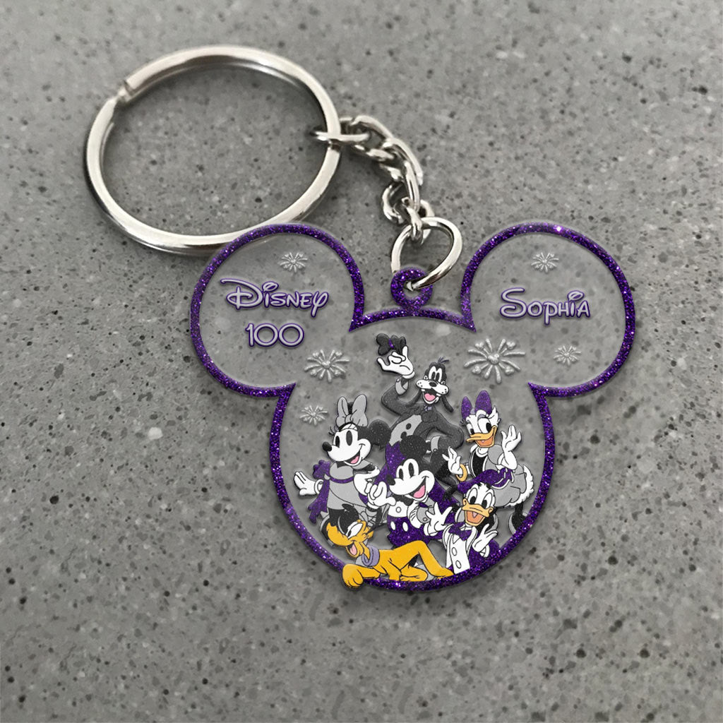 Personalized Disney 100 Keychain Custom Name Gift for Kids