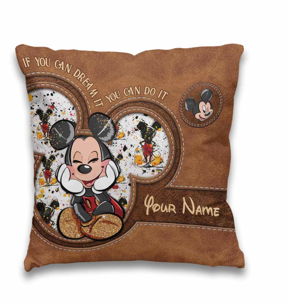 Personalized Mickey Mouse Throw Pillow Custom Name Gift Idea