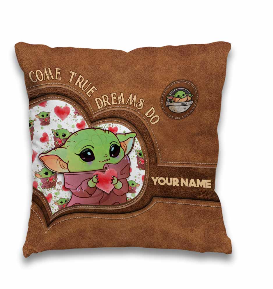 Personalized Leather Pattern Throw Pillow Custom Name Gift for Mom
