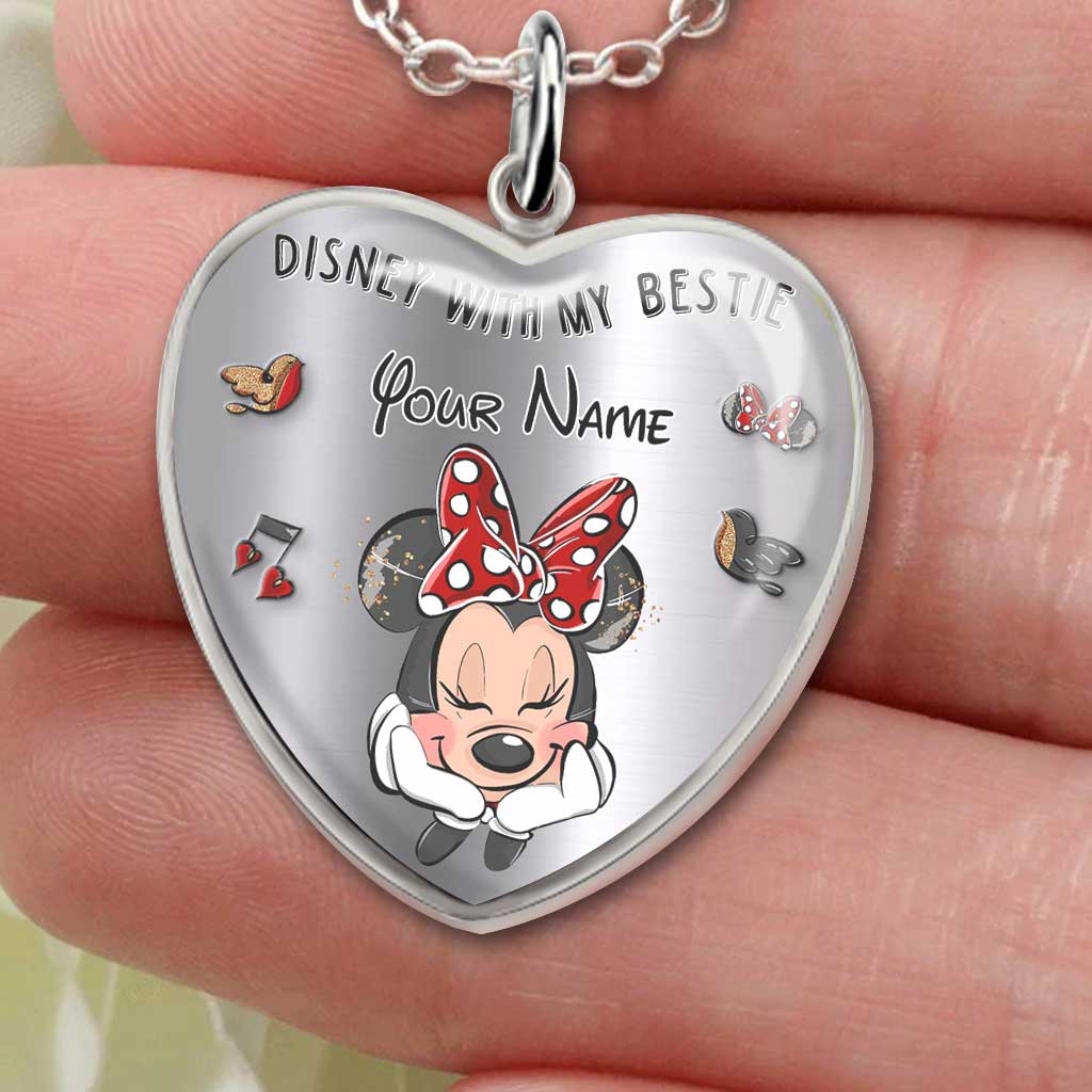 Personalized Heart Pendant Necklace with Custom Name Gift for Bestie
