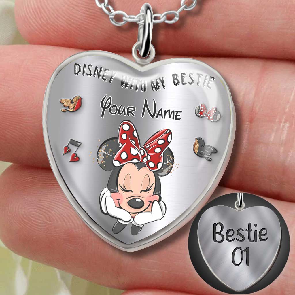 Personalized Heart Pendant Necklace with Custom Name Gift for Bestie