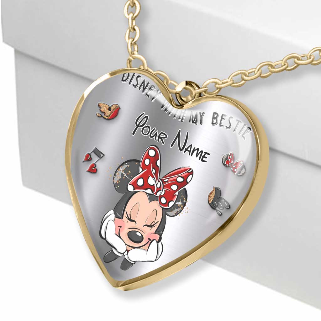 Personalized Heart Pendant Necklace with Custom Name Gift for Bestie