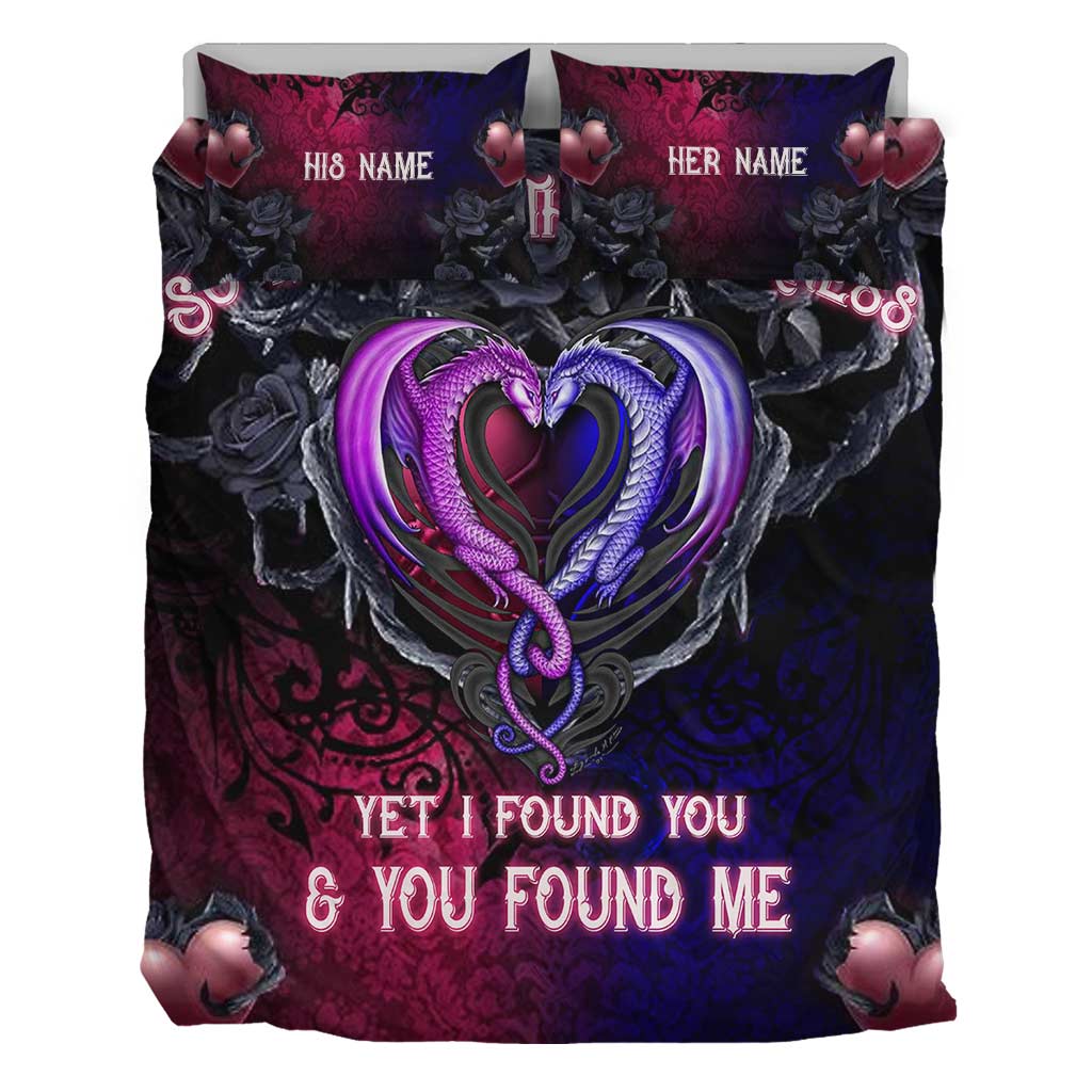 Personalized Dragon Quilt Set Custom Names Romantic Gift