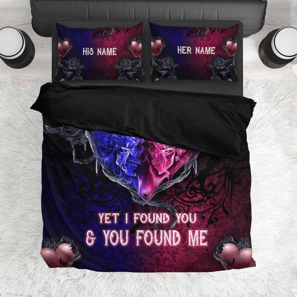 Personalized Skull Quilt Set Custom Name Unique Couple Gift