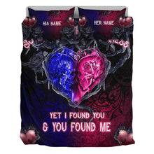 Load image into Gallery viewer, Personalized Skull Quilt Set Custom Name Unique Couple Gift
