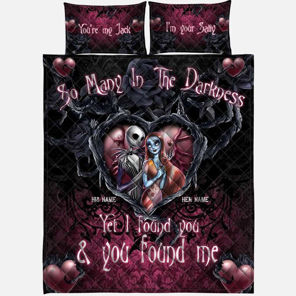 Personalized Nightmare Quilt Set with Custom Names for Halloween & Anniversary