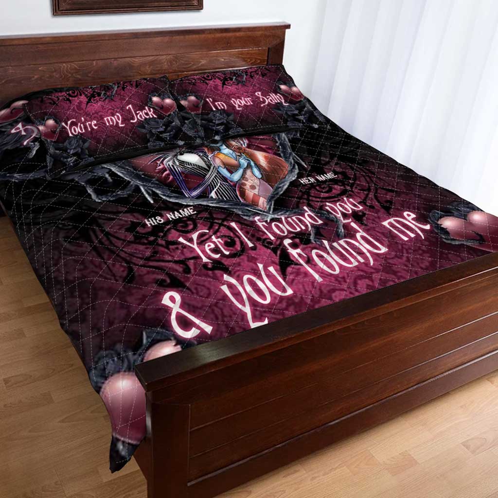 Personalized Nightmare Quilt Set with Custom Names for Halloween & Anniversary